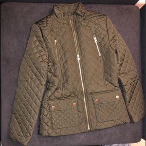 Olive green lightweight nylon kids jacket